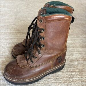 Boy’s Dan Post Brown Leather Kilty Lace Up Boots Size 10.5